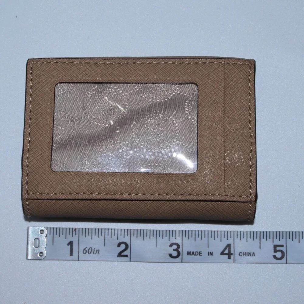 MICHAEL KORS Jet Set Travel Card Case Wallet MK Brown Leather NWT